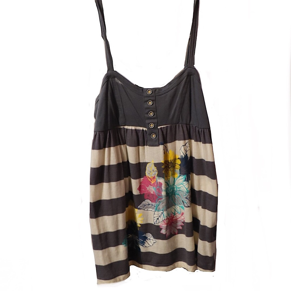 Rewind Gray and Cream Tank Top